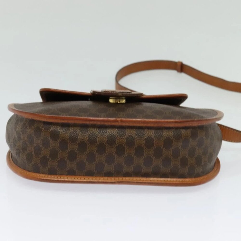 CELINE Macadam Canvas Shoulder Bag PVC Leather Brown Gold Auth 121435 - Picture 7 of 16